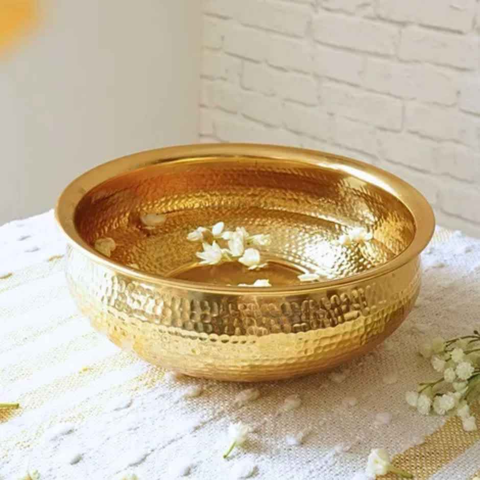 Behoma Classic Hammered Urli Bowl - Elegant Gold Finish