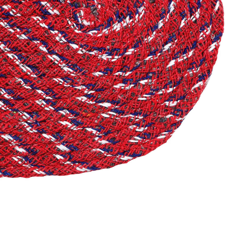 Homeharmony Anti- Skid Red & Blue Cotton Floor Mat | 50 x 30 cm