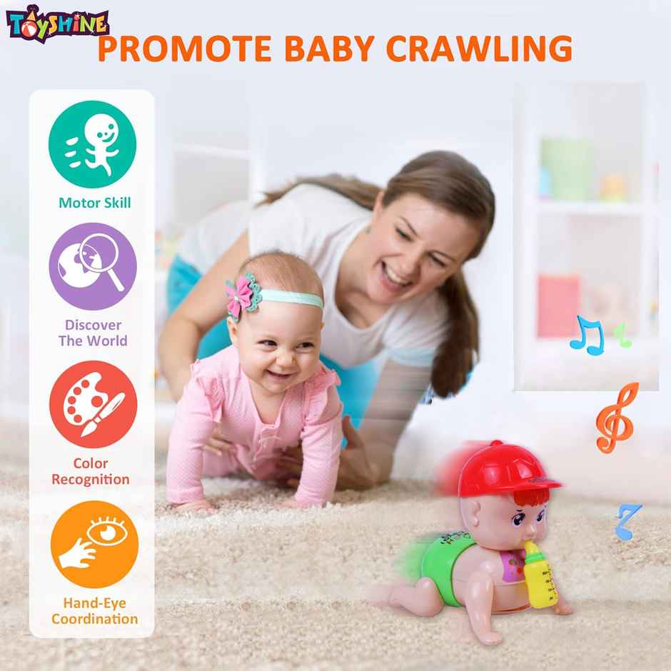 Toyshine Battery Powered Crawling Baby Toy with Lights & Sounds - Interactive Fun for Kids