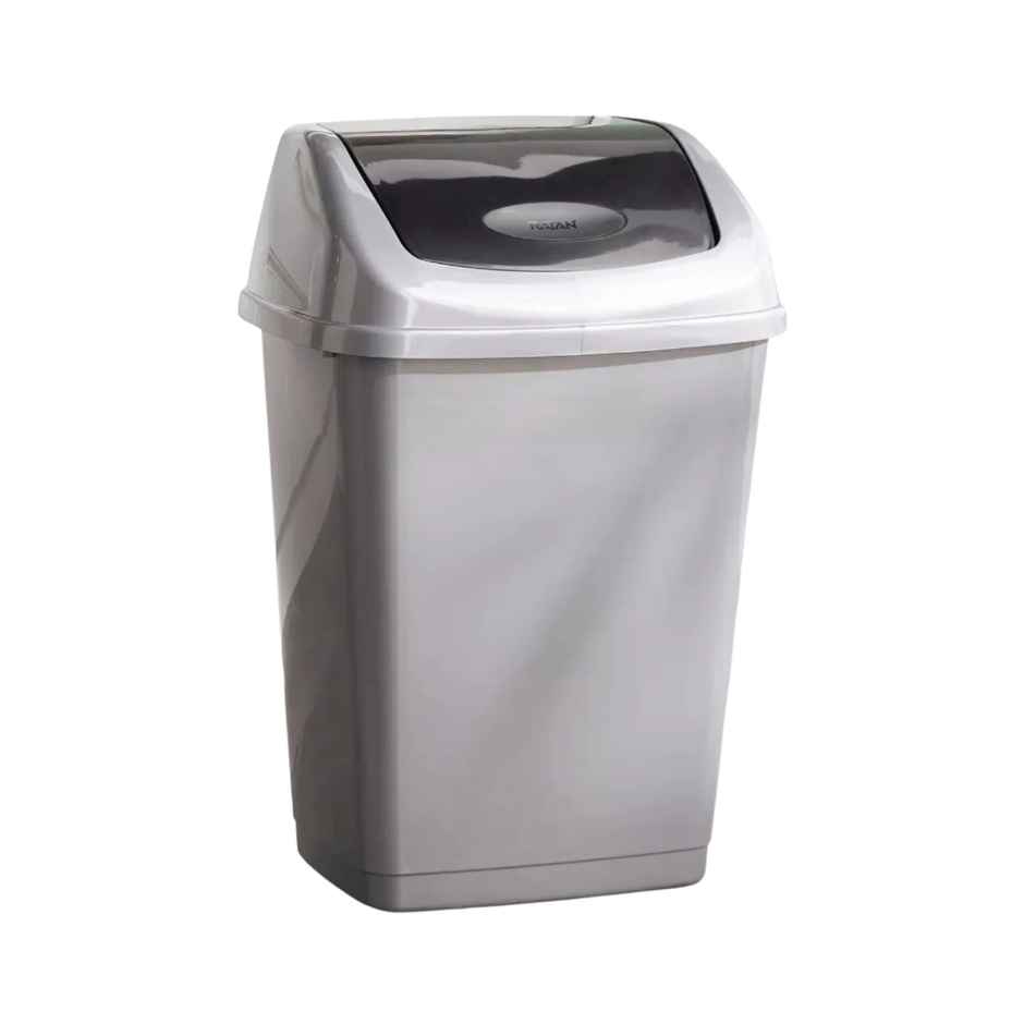 Ratan Plasticware Tidy Bin With Swing Lid 40 Litres Plastic Dustbin - Grey Color