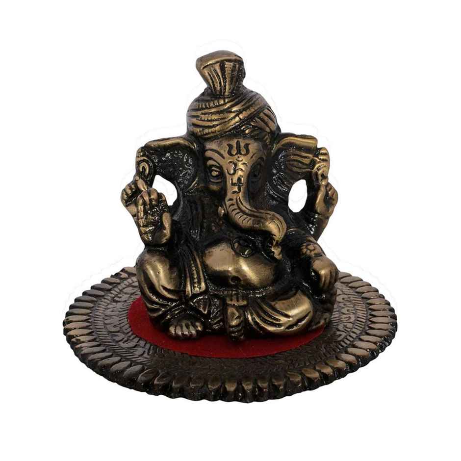 Metal Phagdi Lord Ganesha on Round Base | Ecraftindia