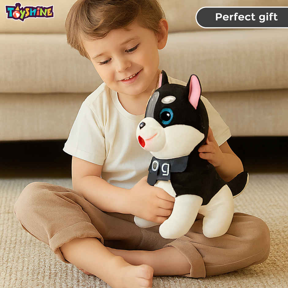 Spanker Husky Dog Soft Toy Cute Puppy Plush for Kids | Black & White - 29 cm