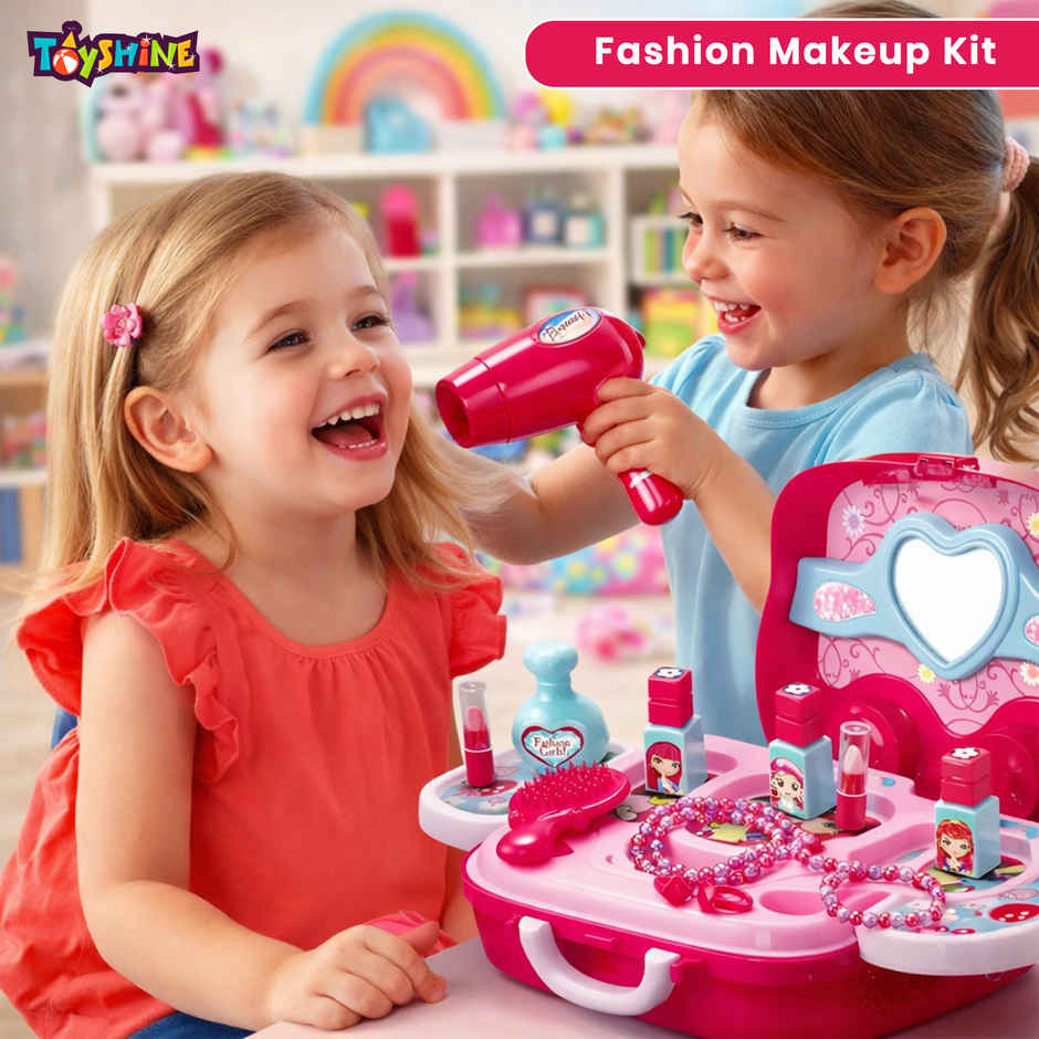 Toyshine Plastic Carry Along Beauty Set Toy with Briefcase and Accessories | 15 Pcs