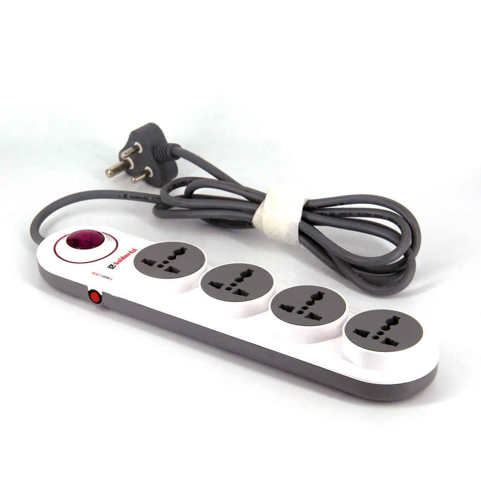 Gold Medal Logica 4X1 Spike Guard | 4 Universal Sockets | Master Switch with Indicator & Surge Protector | 2 Meter Extension Cord | Multi Plug for Home & Office