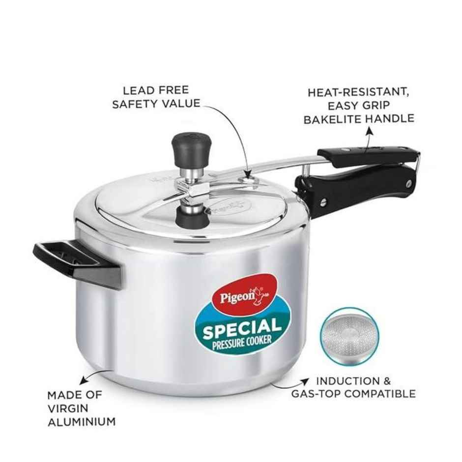 Pigeon 5L Aluminium Induction Base Inner Lid Pressure Cooker