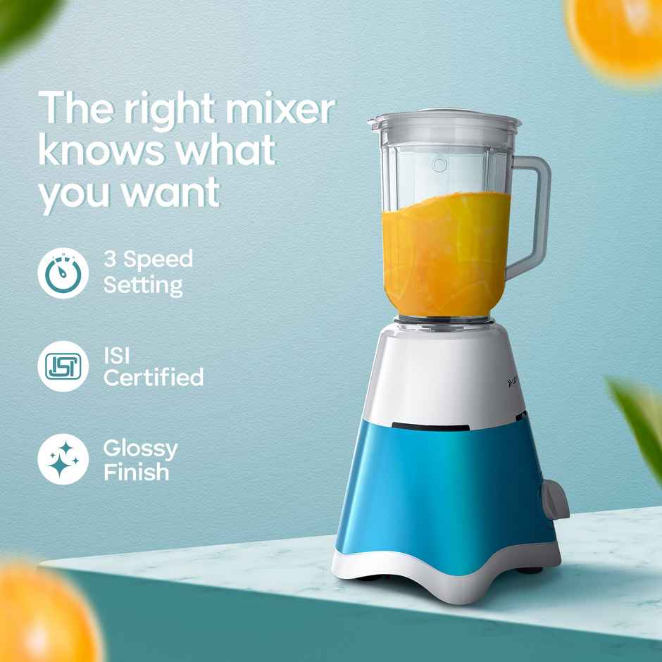 Longway Super Dlx Up to 750W Max Output Juicer Mixer Grinder | 2 Years Warranty |4 Jars|Blue & White