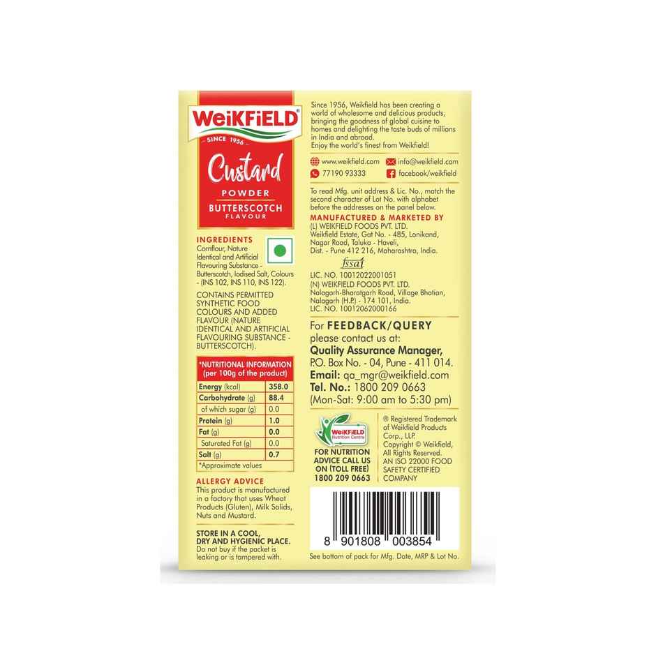 Weikfield Custard Powder Butterscotch Flavoured Carton
