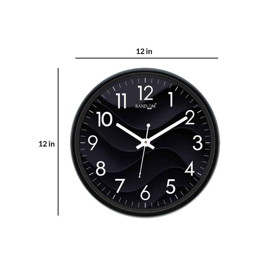 CasaCraft Pepperfry Wall Clock Black Plastic Round Quartz Movement Modern Design for Decor Home