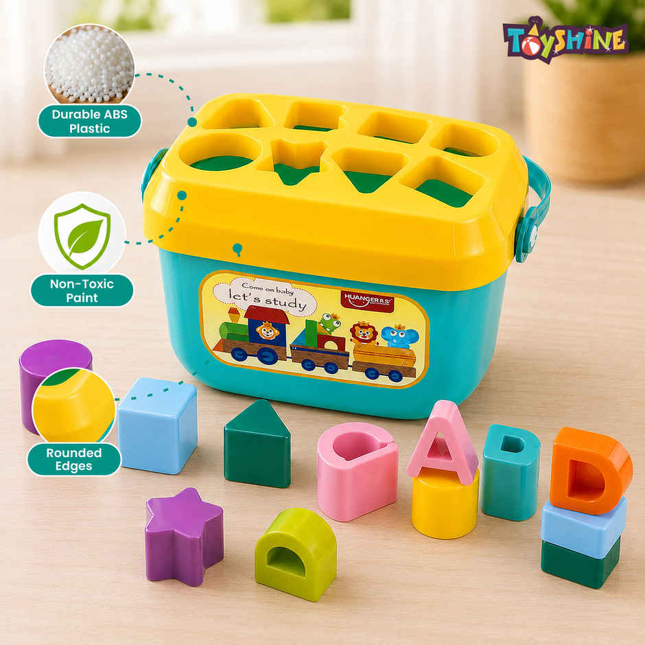 Toyshine Baby's First Shape Sorting Blocks Learning | ABCD Blocks & Shapes | 6+ months | Multicolor