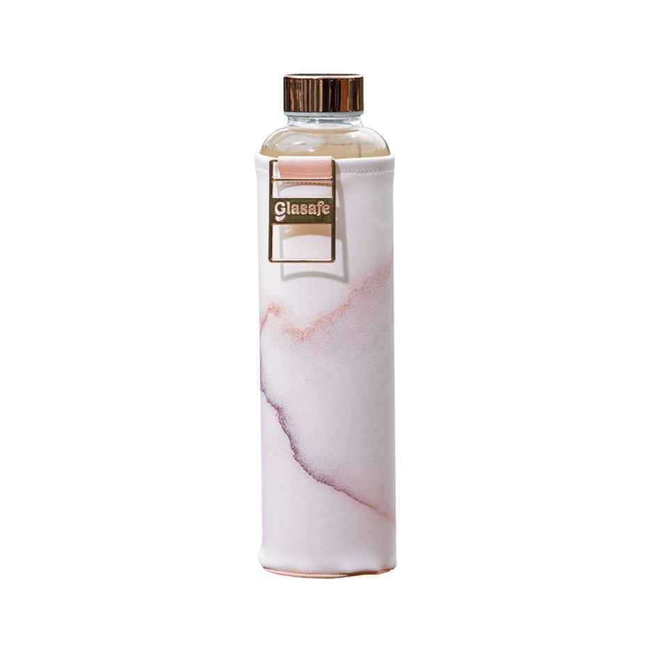 Glasafe Vego Sip Borosilicate Glass Bottle With Protective Vegan Sleeve | Coral Peach 750 ml