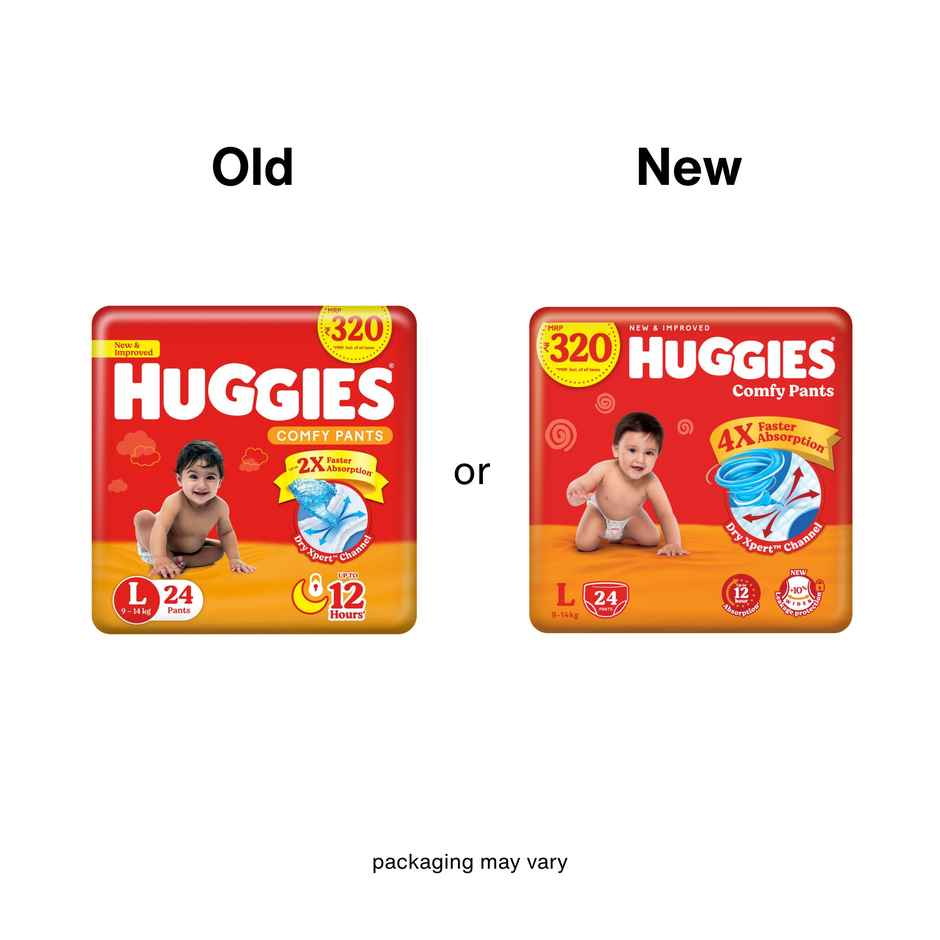 Huggies Comfy Baby Diapers | Pant Style | L | 24 pcs