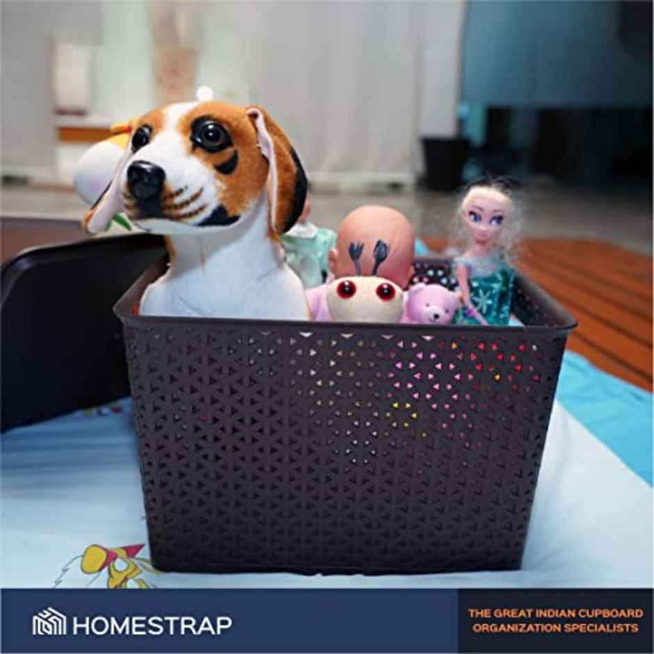HomeStrap Plastic Multi-Functional Storage Basket | Brown