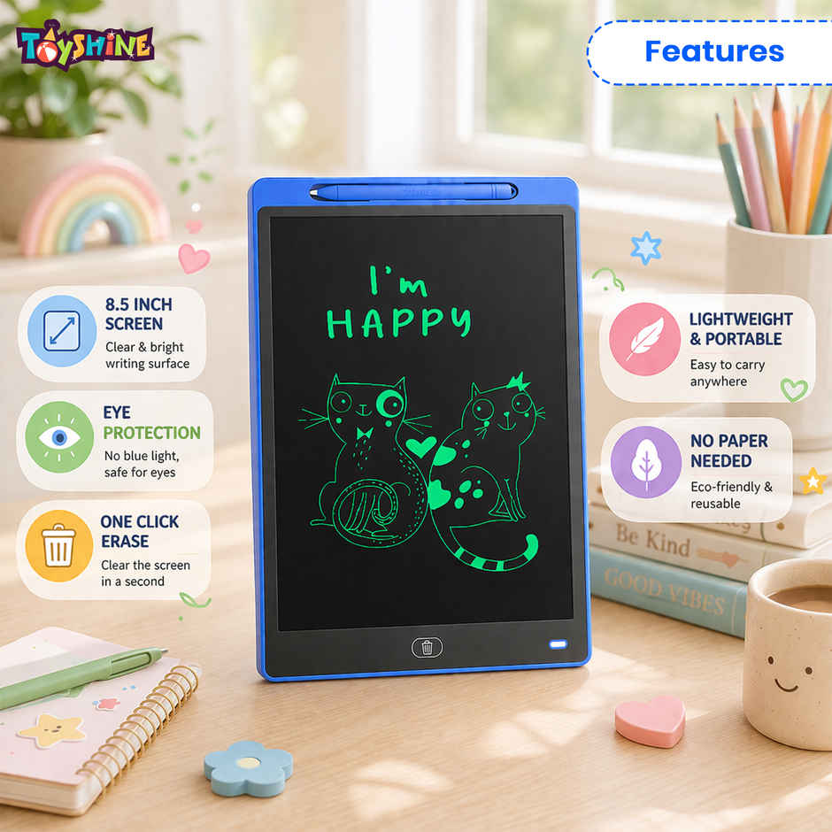 Toyshine Pack of 12 Lcd Writing Tablets | 8.5 Inch - Colorful Erasable Pads for Kids
