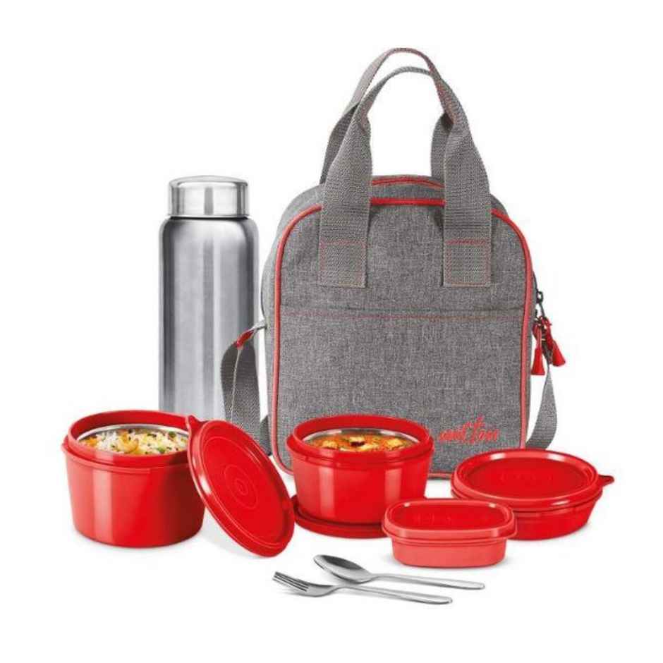 Milton Savor Lunch Tiffin (3 Microwave Safe Inner Steel Containers, 180/320/450 ml;