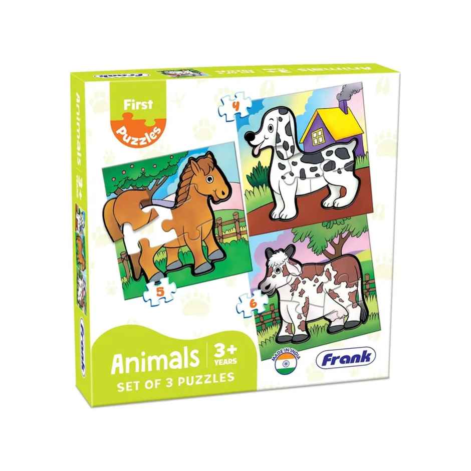 Frank Animals - A Set Of 3 First Puzzles - 4, 5 & 6 Pieces