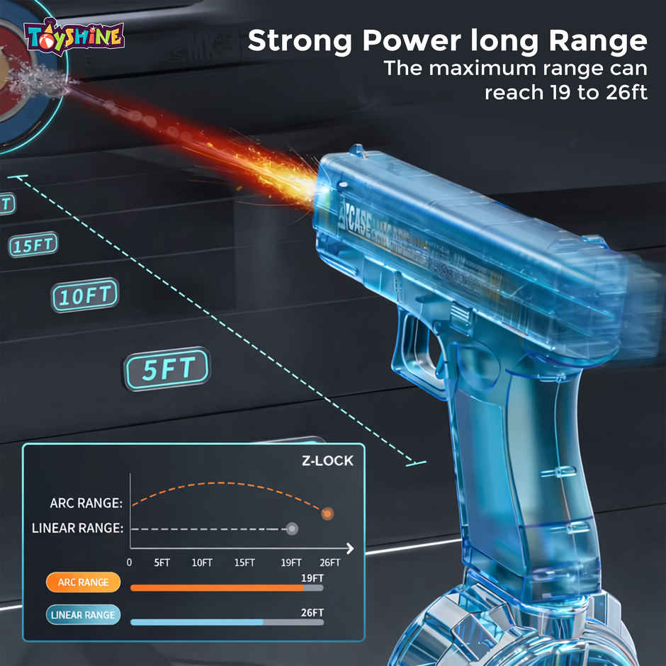 Rechargeable Automatic Water Gun | Holi Special | 330 ml | LED Blue | Toyshine