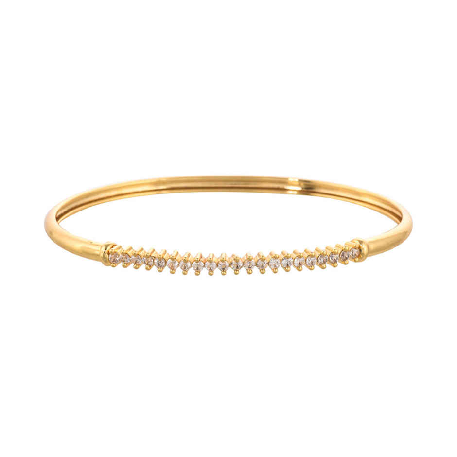 Voylla Sparkling Elegance Round Cut CZ Adorned Gold Plated Brass Bracelet