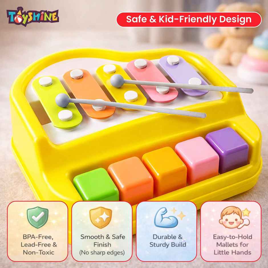 Toyshine Musical Xylophone And Mini Piano, Non Toxic, Non-Battery, Assorted Color