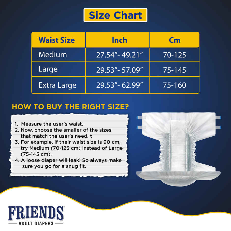 Friends Adult Diaper Tape  | M |  27.56-49.21 inch | Economy Type