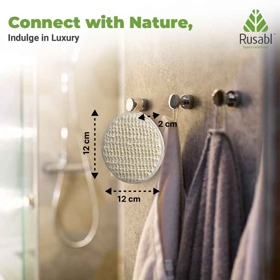 Rusabl Loofah with Natural Ramie Fibers - Round - 2 Pack