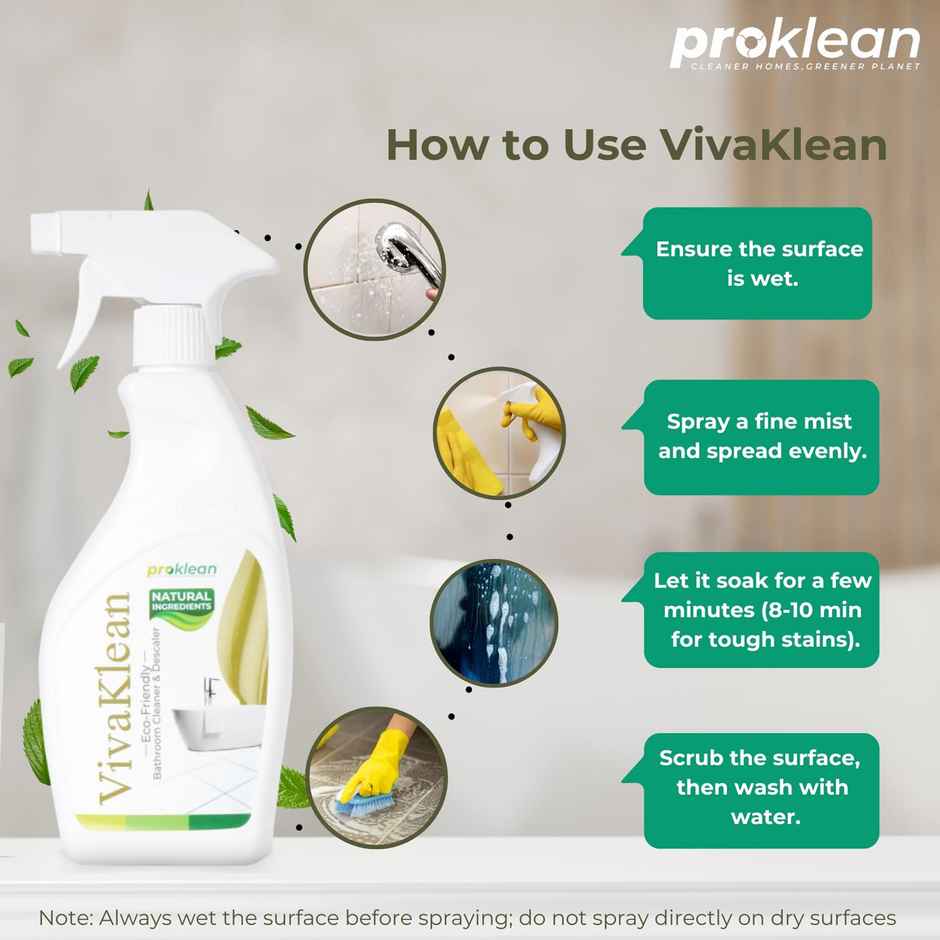 Proklean Vivaklean Ecofriendly Natural Bathroom Cleaner & Descaler | Non-Toxic