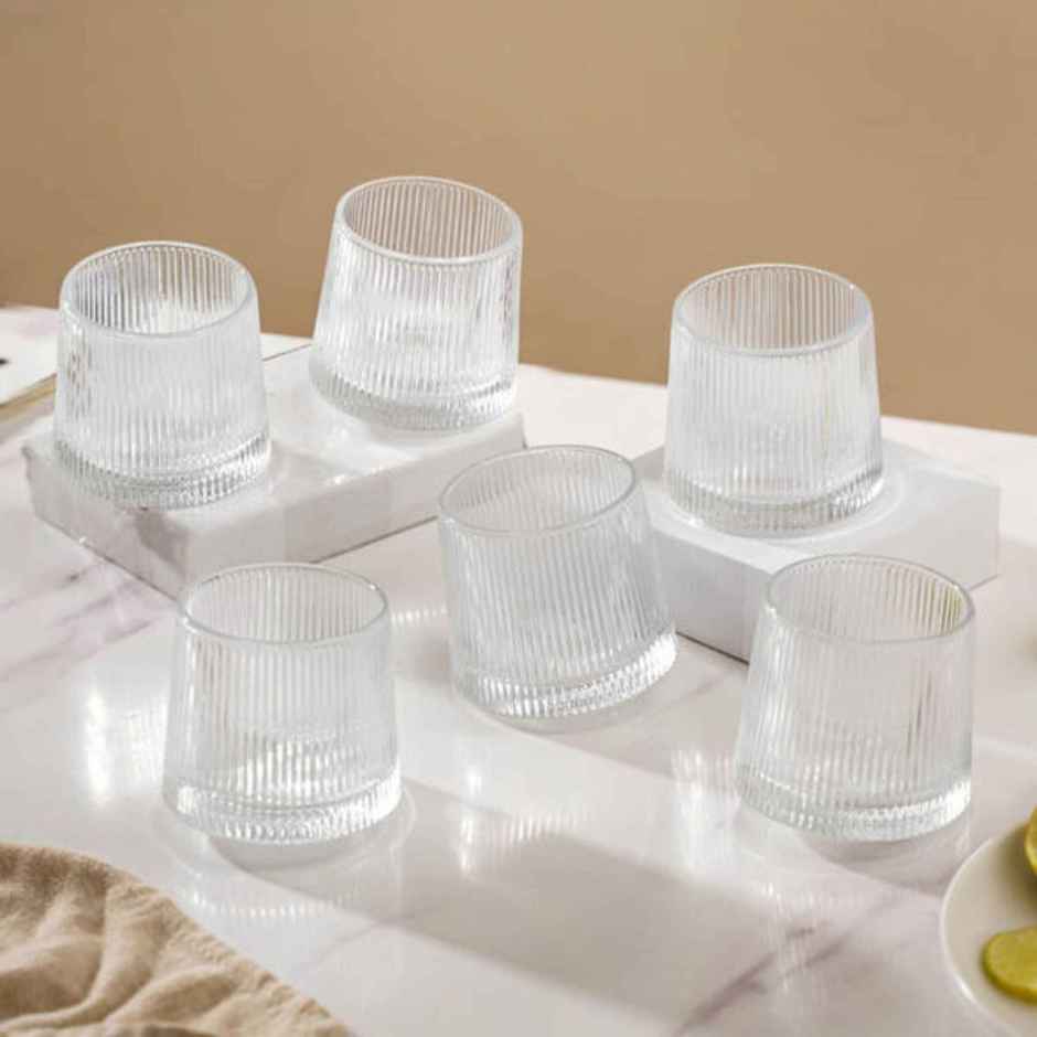 Nestasia Rotating Fluted Glasses - Set of 6 | 150 ml