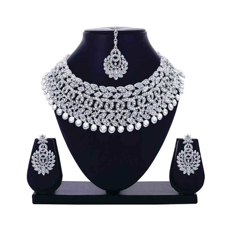 Sukkhi Delicate Party Wear Diamond Necklace Earring Jewellery Set For Women & Girls