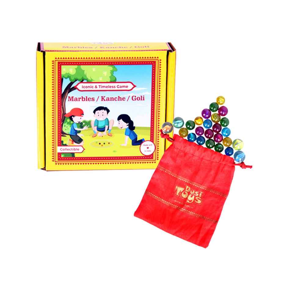 Desi Toys Marble Game Set - Traditional Goli/Kanche Game for Kids