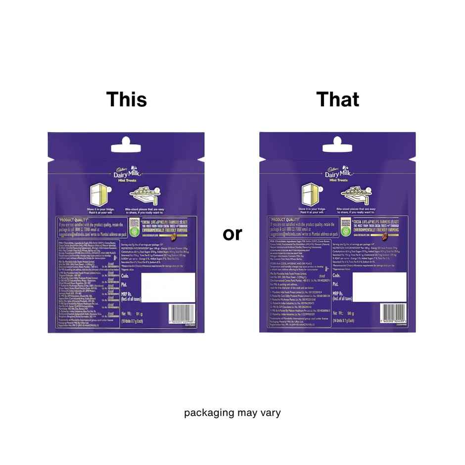 Cadbury Dairy Milk Mini Treats | Chocolate Pack