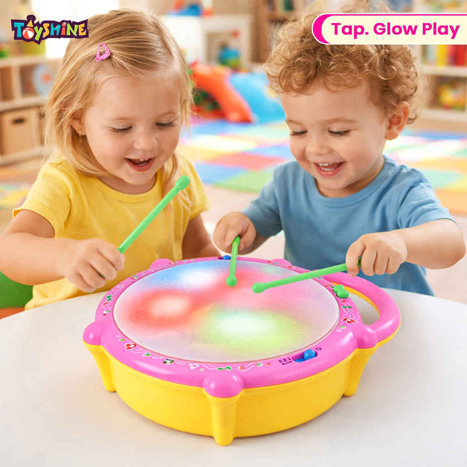 Toyshine Flash Drum With 3D Lights For (2-4) Year Kids Boy Girl