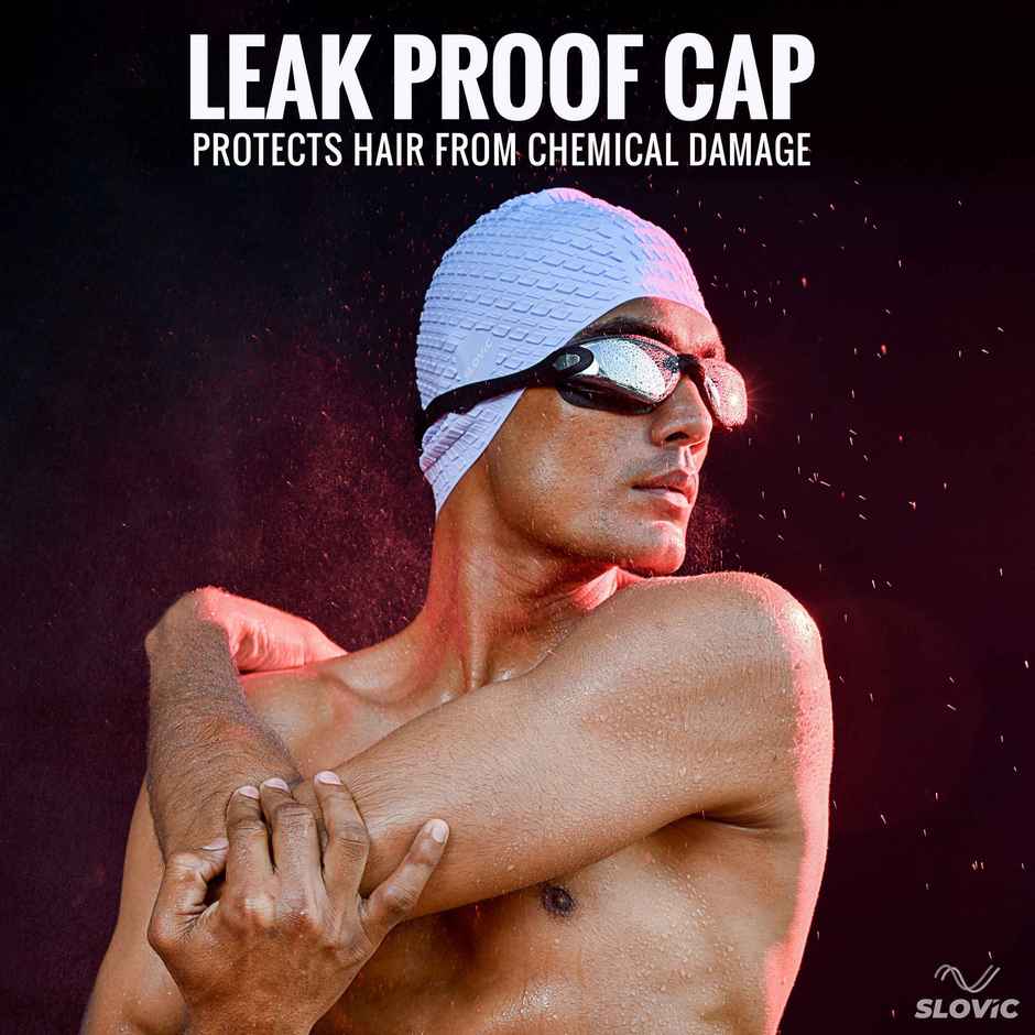 Slovic Embossed Swimming Cap - Leak-Proof & Stretchable