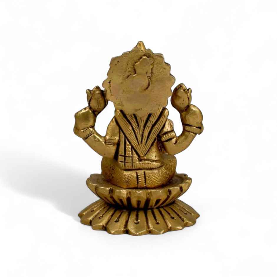 Laxmi Ji Brass Idol Multicoloured On Lotus | Devnidhi