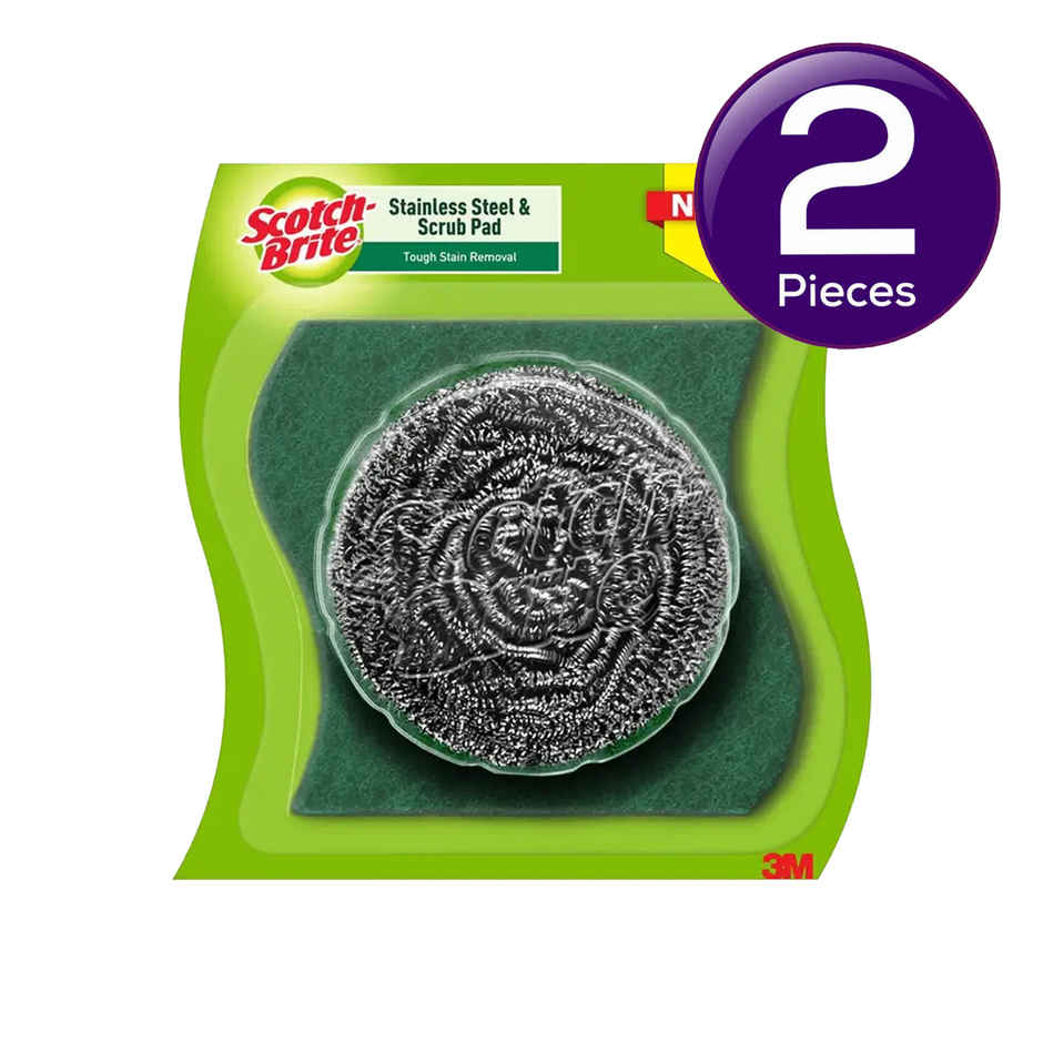 Scotch Brite Scrub Pad and Stainless Steel Scrubber Combo