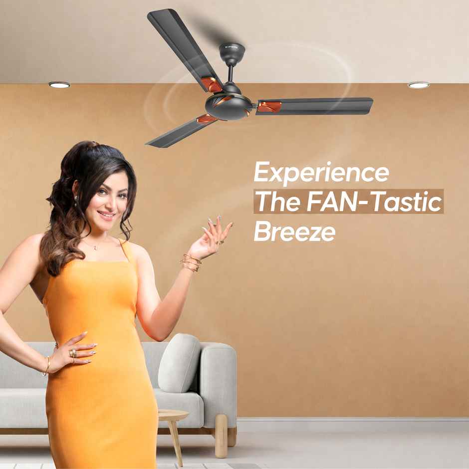 LONGWAY Creta P1 50W Ceiling Fan, 1200mm/48 inch, Ultra High Speed, Anti-Dust, Star Rated - Smoked Brown