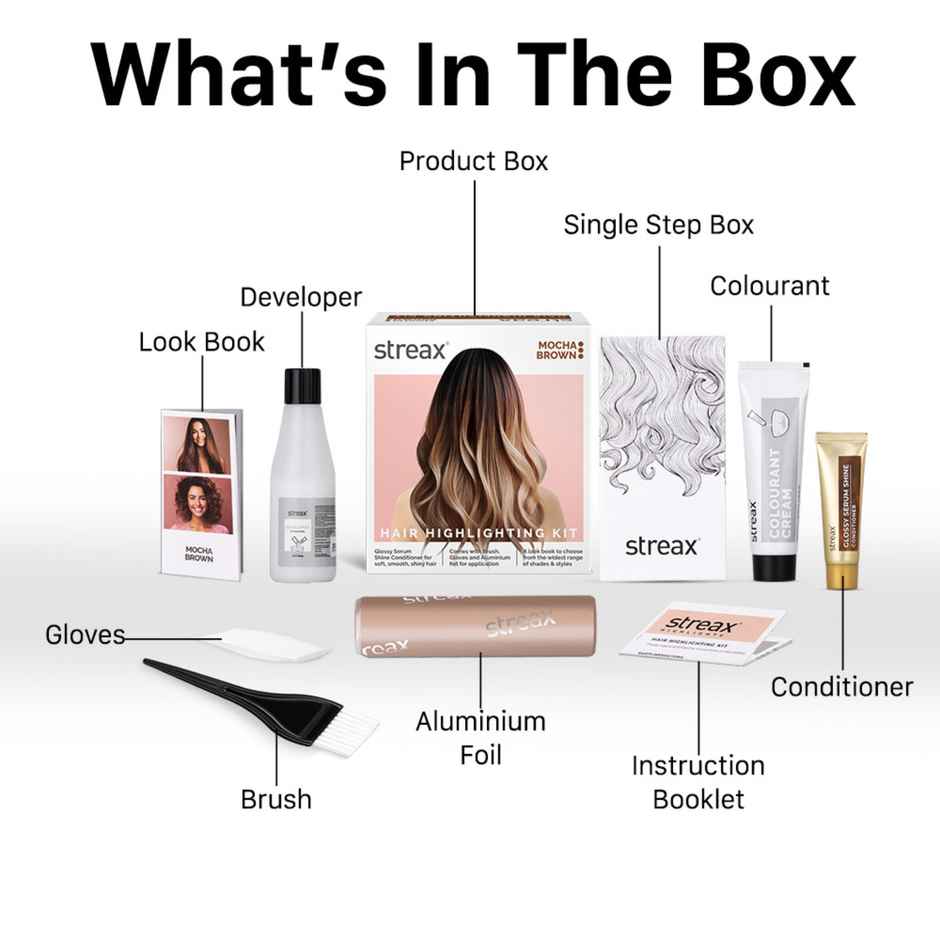Streax Hair Colour Highlighting Kit Mocha Brown For Women