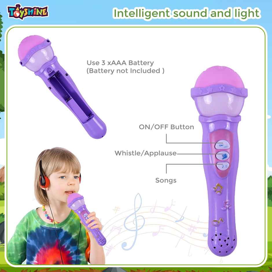 Toyshine Musical Microphone Singing Mic Toy With Lights and Clear Sound | Purple