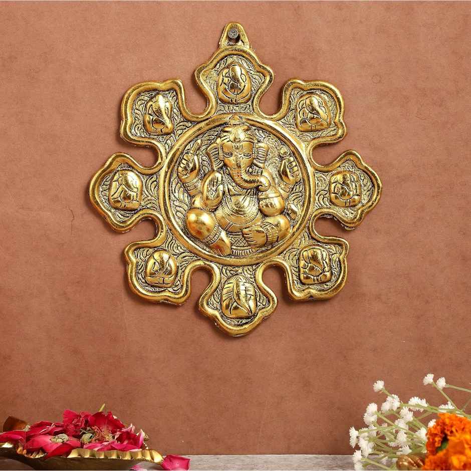 Asthmukhi Ganesh Wall Hanging in Gold Polish | Devnidhi