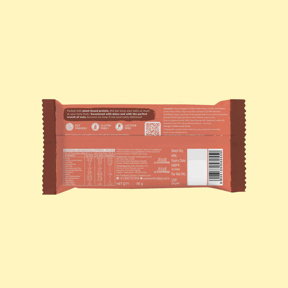 Chocolate Hazelnut Protein Bar - No Refined Sugar | 15 g Complete Protein | Upnourish by Pluckk