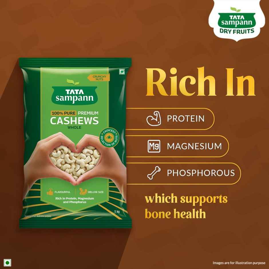 Tata Sampann 100% Pure Premium Cashews/Kaju Whole