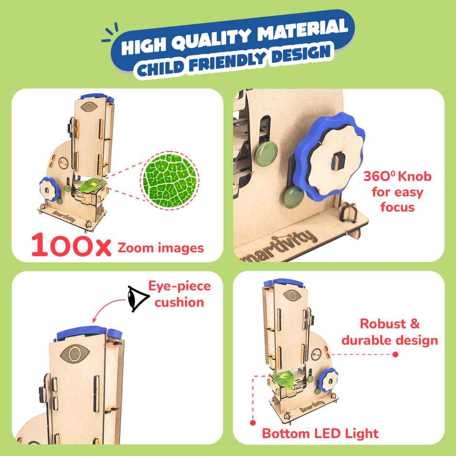 Smartivity Microscope 100x Zoom Toy for 6 to 12-Year-Old Kids, Fun & Learn DIY Activity Kit