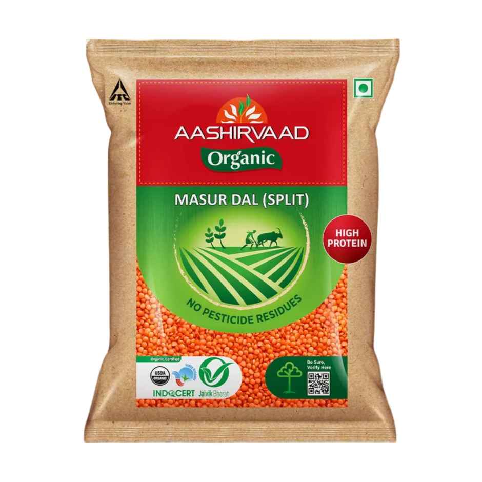Aashirvaad Organic Masur/Masoor Dal | Red Lentil | Rich In Protein