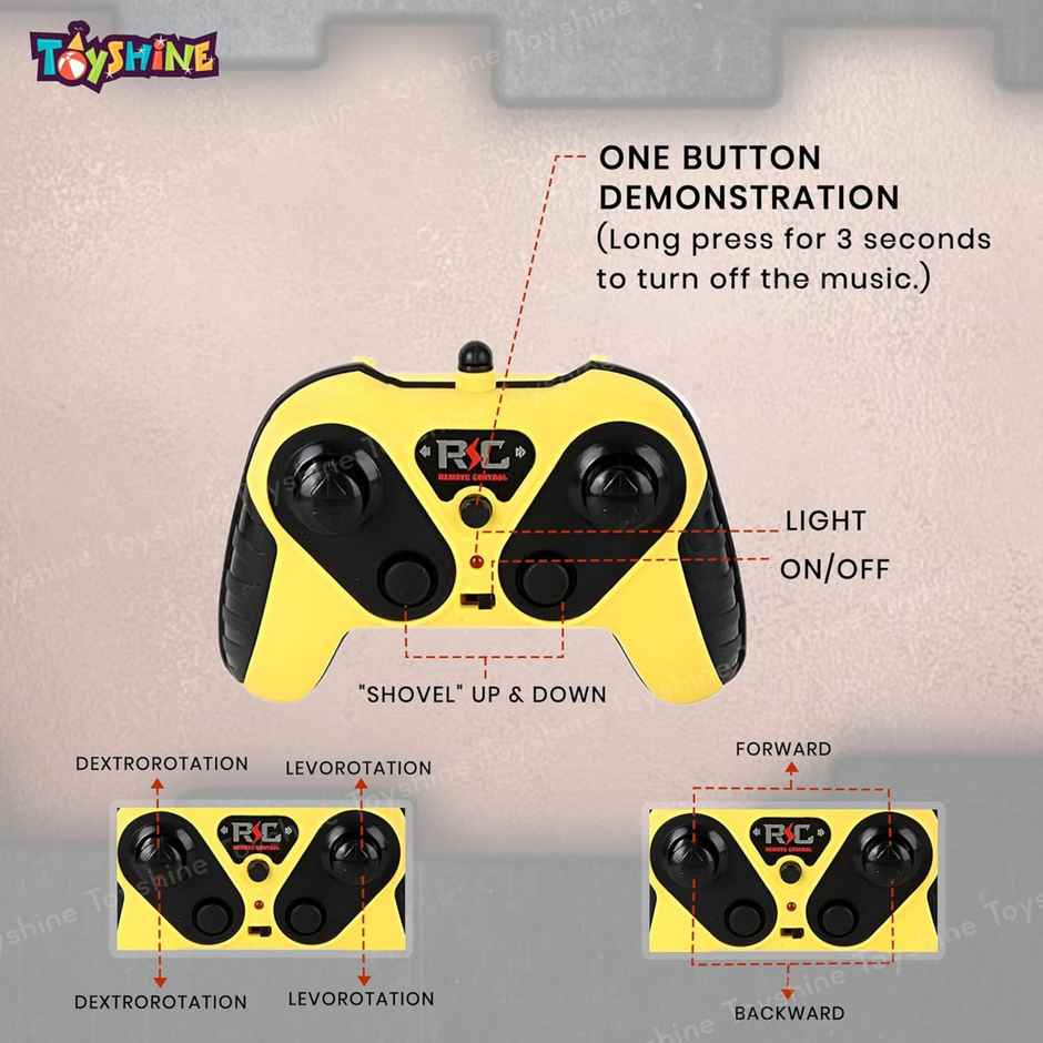 Toyshine Remote Control Transparent Excavator Toy with 3D Lights - Sound - Rechargeable Moving Gear