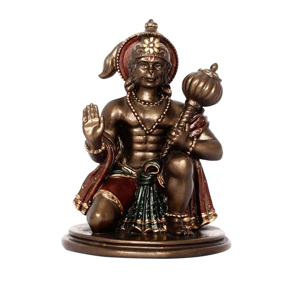 eCraftIndia Brown And Copper Polyresin Blessing Lord Hanuman Idol With Mace