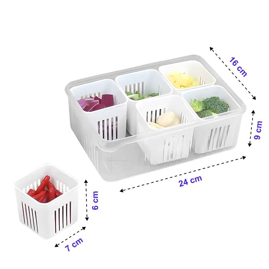 6 Grid Fridge Storage Boxes Freezer Storage Containers | White