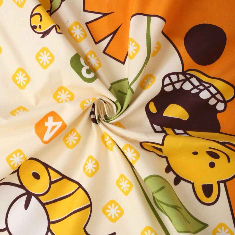 Hosta Homes 220 Gsm Glaced Cotton Jungle Giraf Printed Double Bed Sheet With 2 Pillow Covers