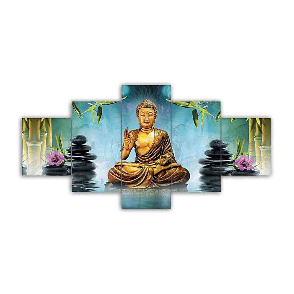 Perpetual Buddha Wall Painting for Living Room | 3D Scenery | 75 x 43 cm | with Frames