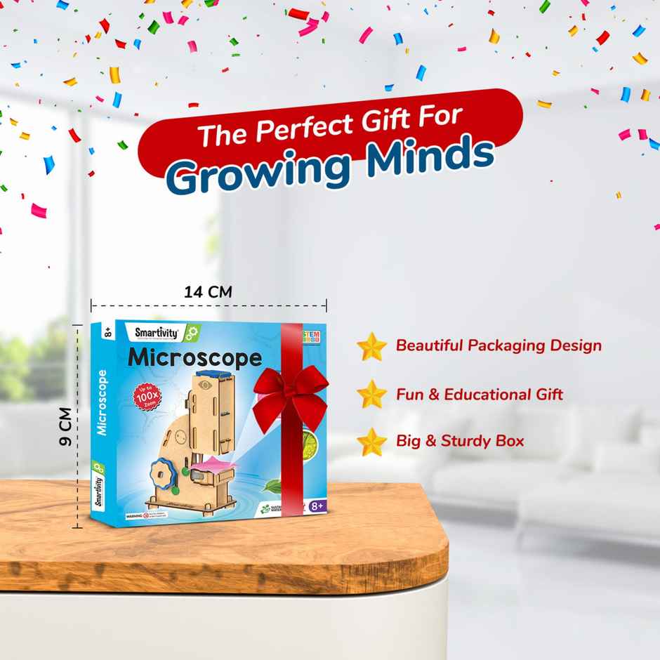 Smartivity Microscope 100x Zoom Toy for 6 to 12-Year-Old Kids, Fun & Learn DIY Activity Kit