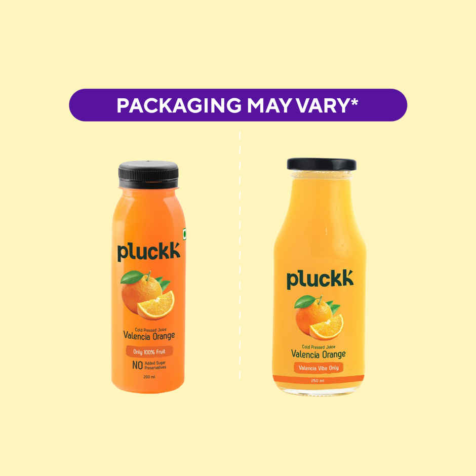 Pluckk Cold Pressed Extracted Valencia Orange Juice | No Preservatives | No Added Sugar
