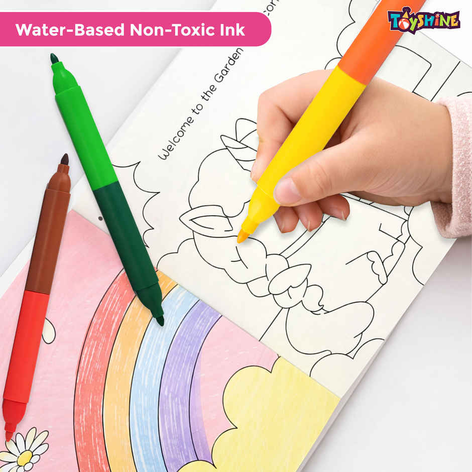 Toyshine Kids Art Doodle Colouring Book with Double Sided Sketch Pens Unicorn