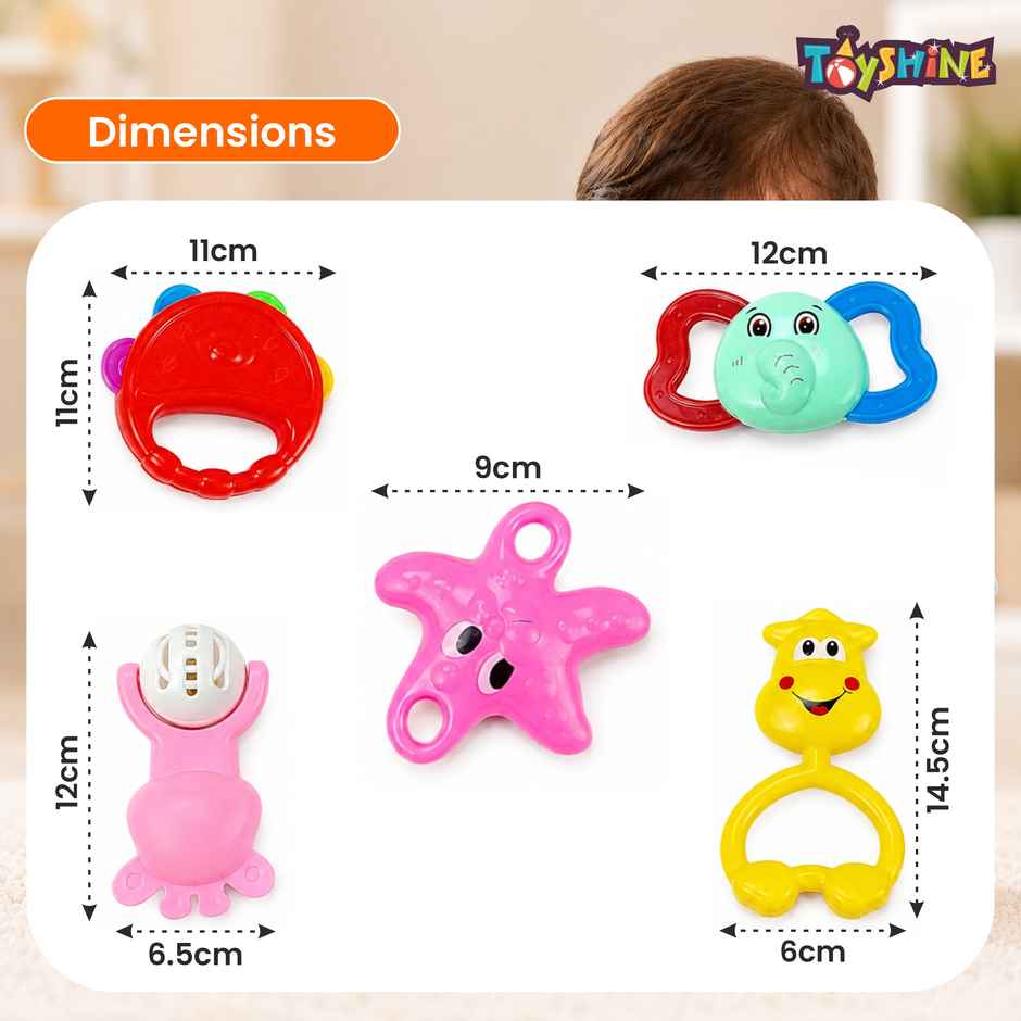 Toyshine Baby Rattle & Teether Set | 7 Non-Toxic Toys for Newborns